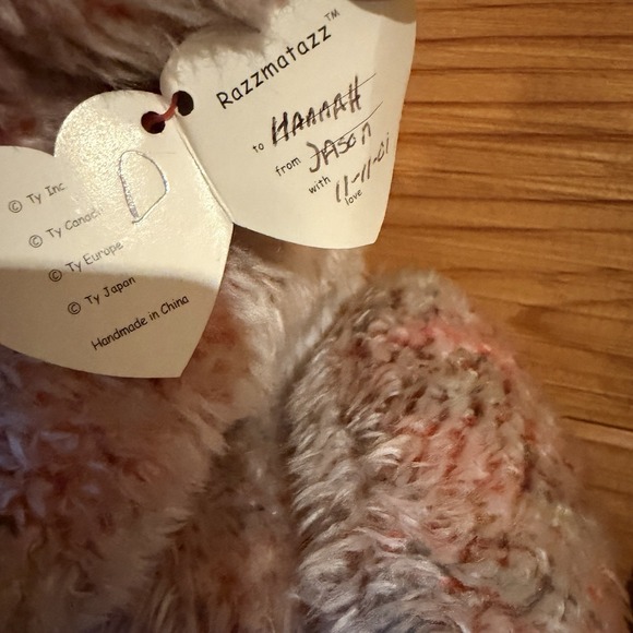 Razzmatazz Ty Classic 16in Teddy Bear 2000 Pink Confetti Plush Rainbow Nose Y2K - Picture 7 of 8